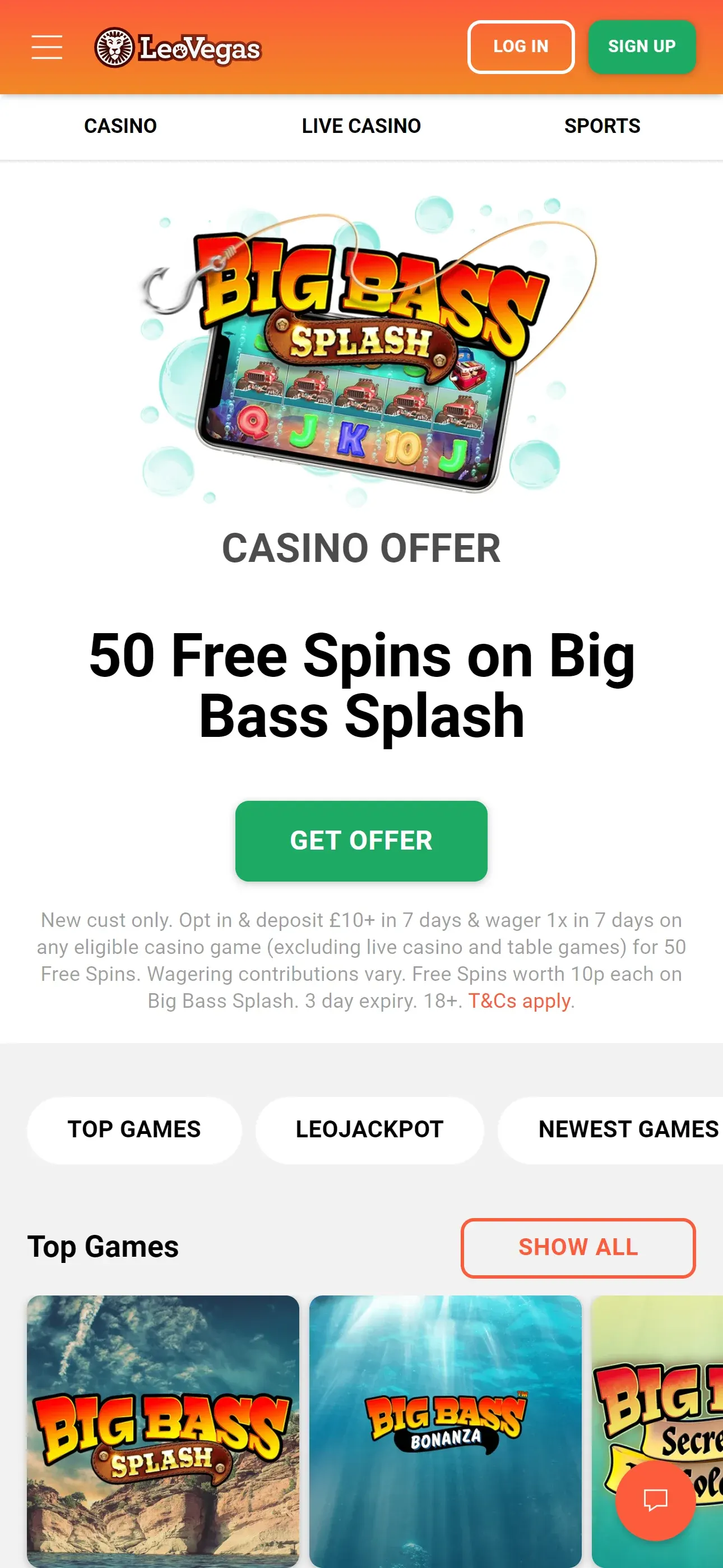 Leovegas Casino — mobil